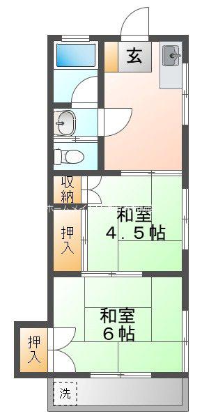 国分寺ハイメント(2K/2階)の間取り写真