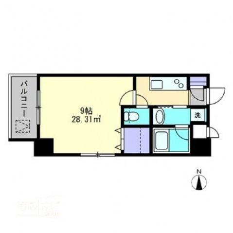 LE CUBE富田町(1K/8階)の間取り写真