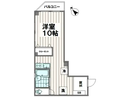 ハイネス前田(ワンルーム/2階)の間取り写真