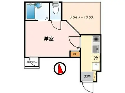 イーストアーク千歳烏山(1K/1階)の間取り写真