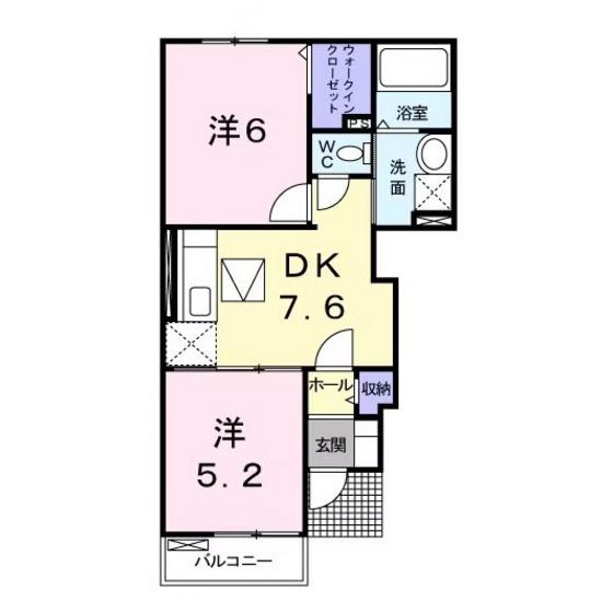 カーサ モレラ(2DK/1階)の間取り写真