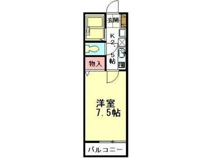 タウンコート谷津(1K/2階)の間取り写真