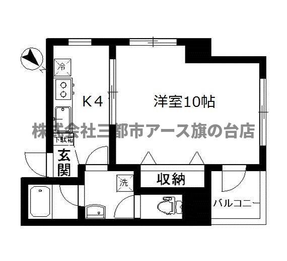 レジデンス後藤(1K/3階)の間取り写真