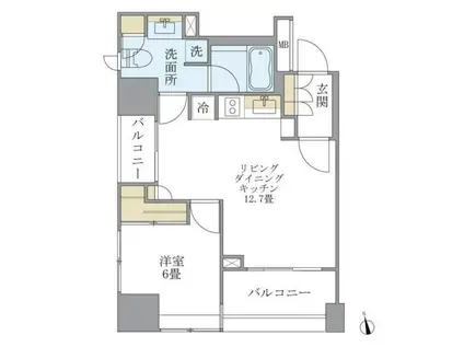 LASANTE 麻布十番(1LDK/2階)の間取り写真