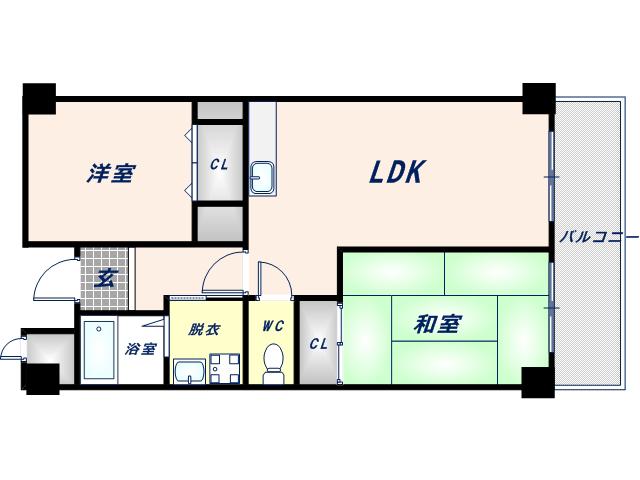 ハイツクレセント(2LDK/4階)の間取り写真