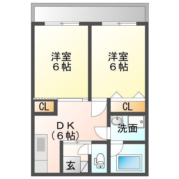 サンパ-ム志布志(2DK/6階)の間取り写真