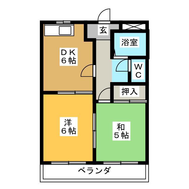 グランシャトー(2DK/1階)の間取り写真