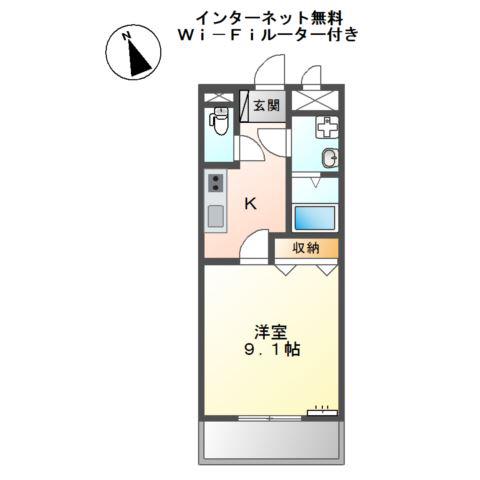 グランディー(1K/2階)の間取り写真