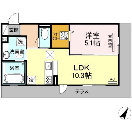 フローレンス(1LDK/1階)の間取り写真