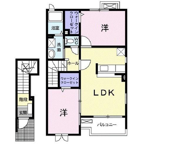 グリーンハウス B(2LDK/2階)の間取り写真