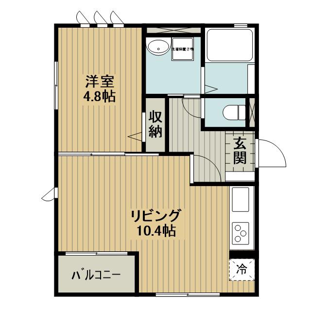 シャルムII(1LDK/1階)の間取り写真