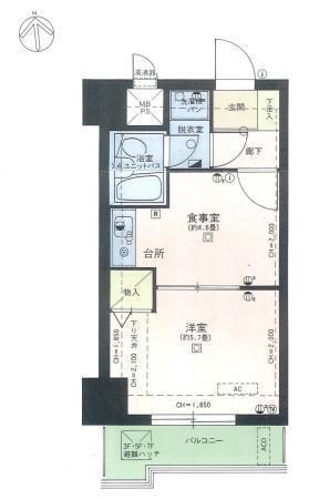 ライオンズマンション相模原第3(1K/4階)の間取り写真