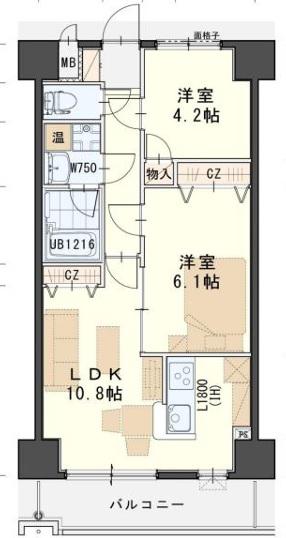 ホクレア仙台(2LDK/2階)の間取り写真