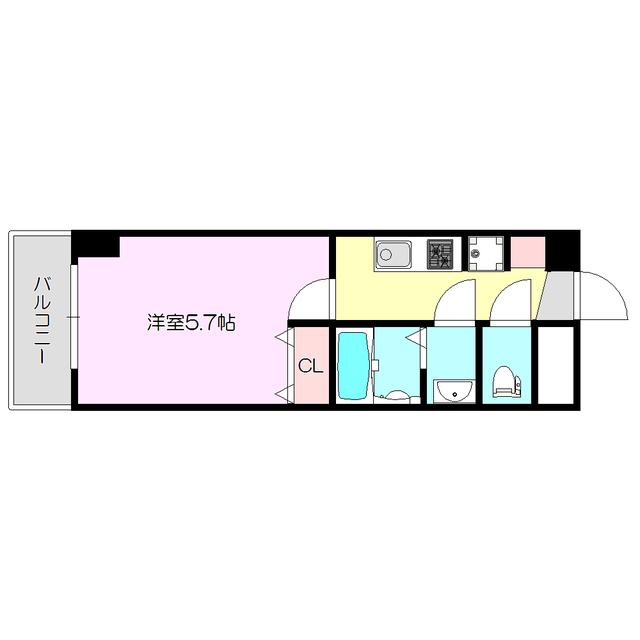 ドミニアムパレス東洋(1K/2階)の間取り写真