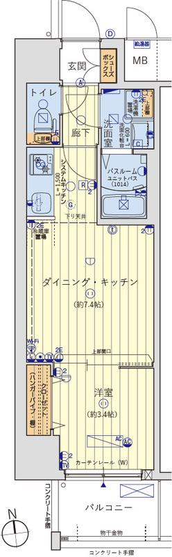 レオンコンフォート新大阪ウインズ(1DK/2階)の間取り写真