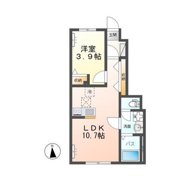 VERSEAU(1LDK/1階)の間取り写真
