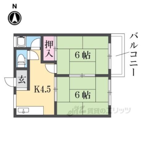 メゾン学園南(2DK/2階)の間取り写真