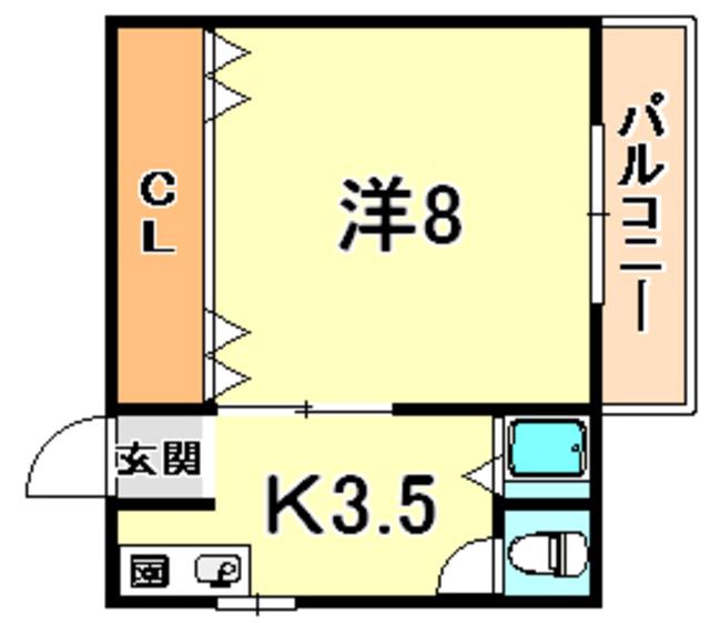 さざなみハイツ(1K/2階)の間取り写真