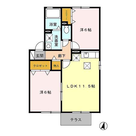 ＪＲ中央線 塩崎駅 徒歩20分 2階建 築22年(2LDK/1階)の間取り写真