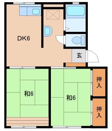 レジデンスソファレ(2DK/1階)の間取り写真
