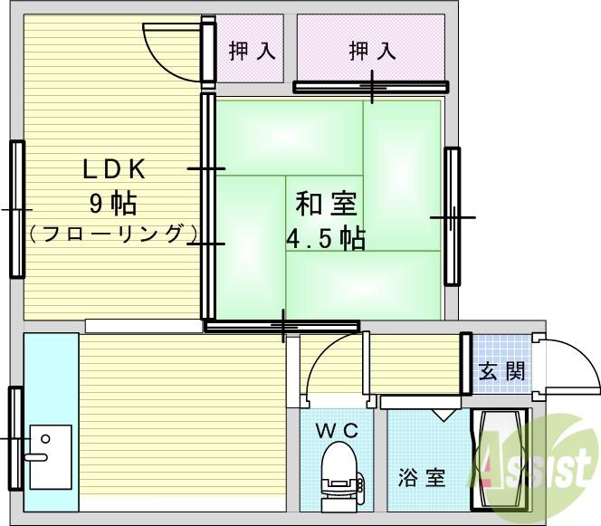 和美荘 1棟(1LDK/2階)の間取り写真