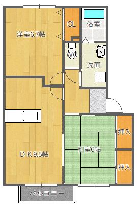 MM千里山西(2DK/2階)の間取り写真