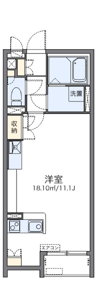 レオネクストリバーサイドI(ワンルーム/1階)の間取り写真