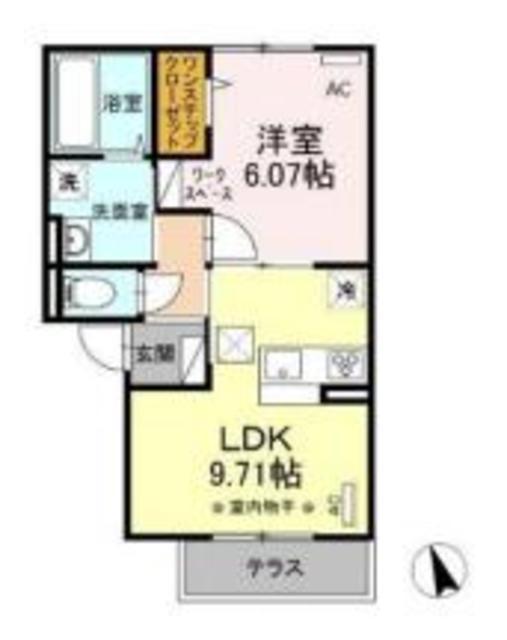 グランドゥール(1LDK/1階)の間取り写真