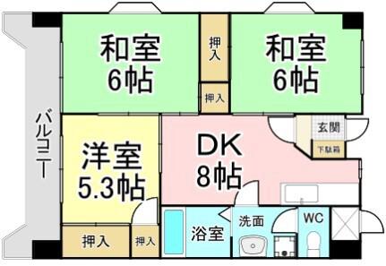 コーポ森川(3DK/8階)の間取り写真