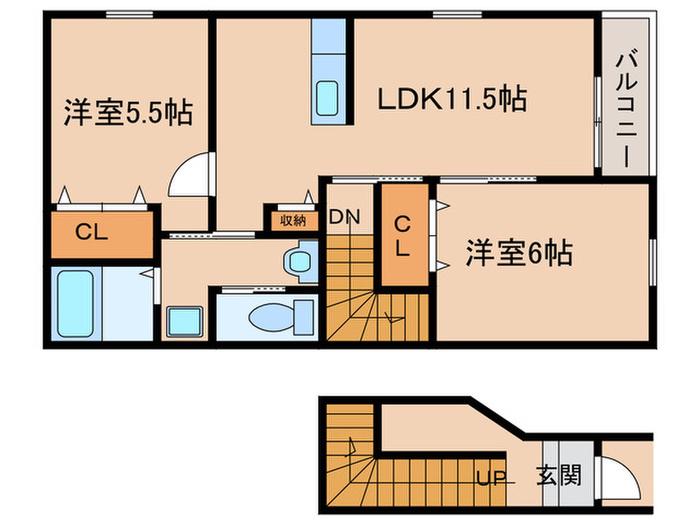 マノワール上里(2LDK/2階)の間取り写真