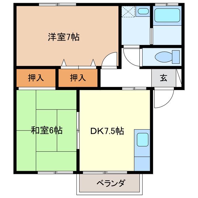 ウィステリア(2DK/1階)の間取り写真