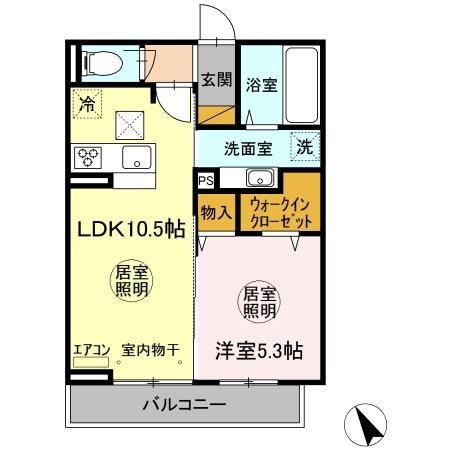 INFINITO B(1LDK/1階)の間取り写真