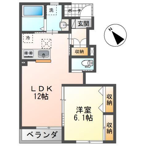 元吉田町アパート(1LDK/1階)の間取り写真