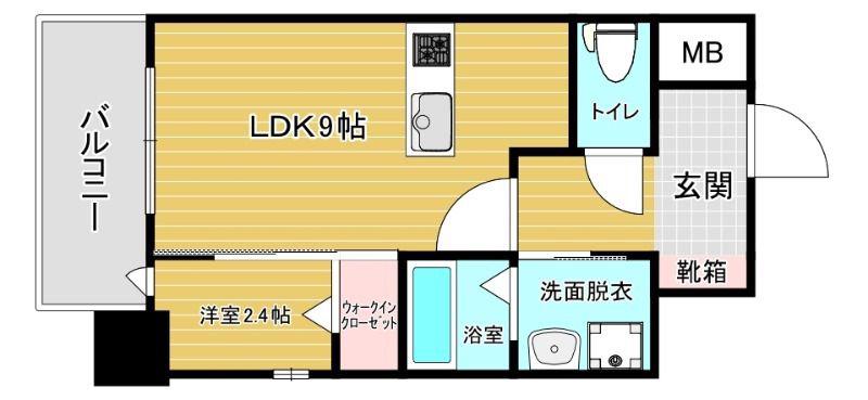 ルブラン箱崎(1LDK/2階)の間取り写真