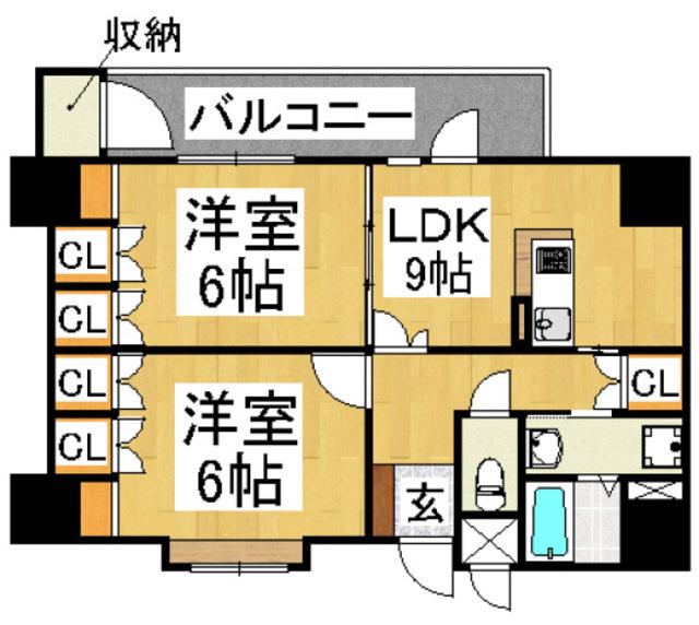ビュートリアム平尾(2LDK/4階)の間取り写真