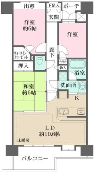 藤和シティホームズ本所吾妻橋(3LDK/4階)の間取り写真