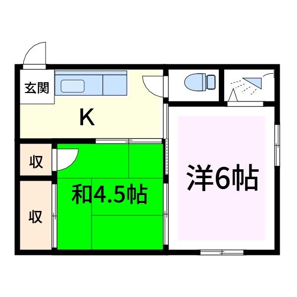 メゾン志賀(2K/2階)の間取り写真