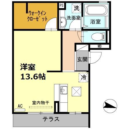 リュミエール(ワンルーム/1階)の間取り写真