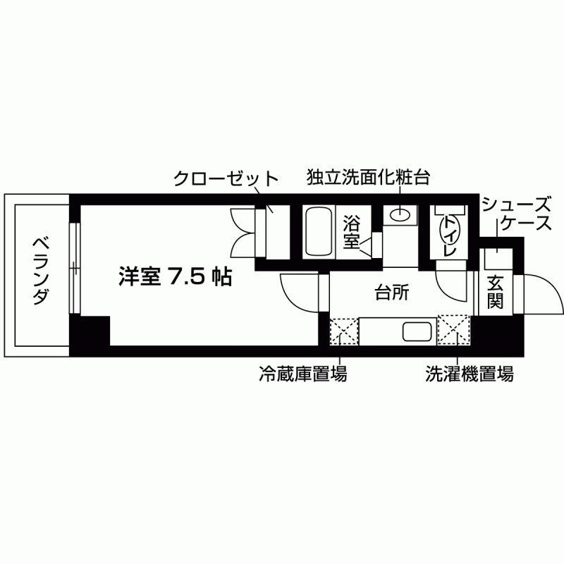 カルミア・甲子園(1K/6階)の間取り写真