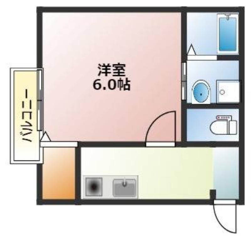 GOODLIFE鶴橋(1K/2階)の間取り写真