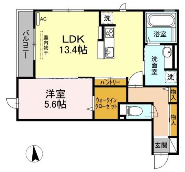 ラムリテン(1LDK/1階)の間取り写真
