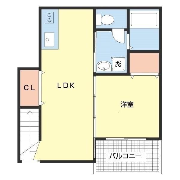 TJ初島A棟(1LDK/2階)の間取り写真
