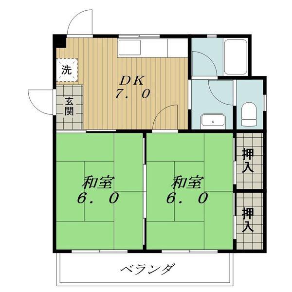 コーポ大島(2DK/3階)の間取り写真