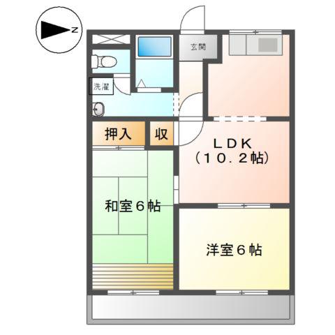MIO BLD(2LDK/3階)の間取り写真