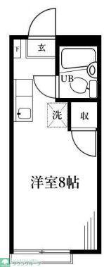 山仁ハイツ(ワンルーム/2階)の間取り写真