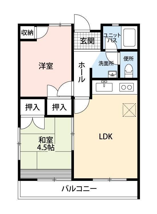 サンリブ野田(2LDK/2階)の間取り写真