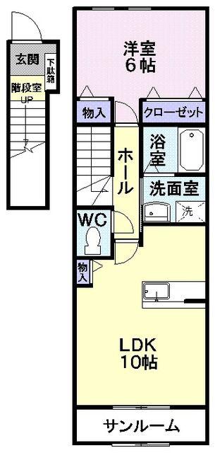 サンリットヴィラ(1LDK/2階)の間取り写真