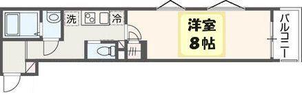 MELDIA大和田Ⅳ(1K/2階)の間取り写真