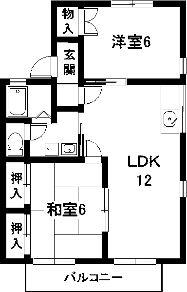サンライズ五才美(2LDK/2階)の間取り写真