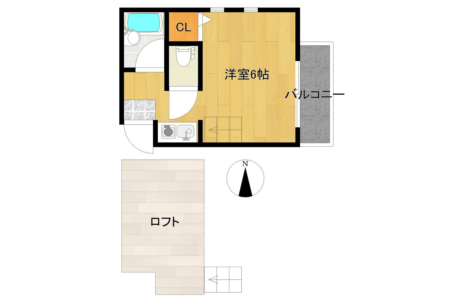 シャイナハイム(ワンルーム/2階)の間取り写真